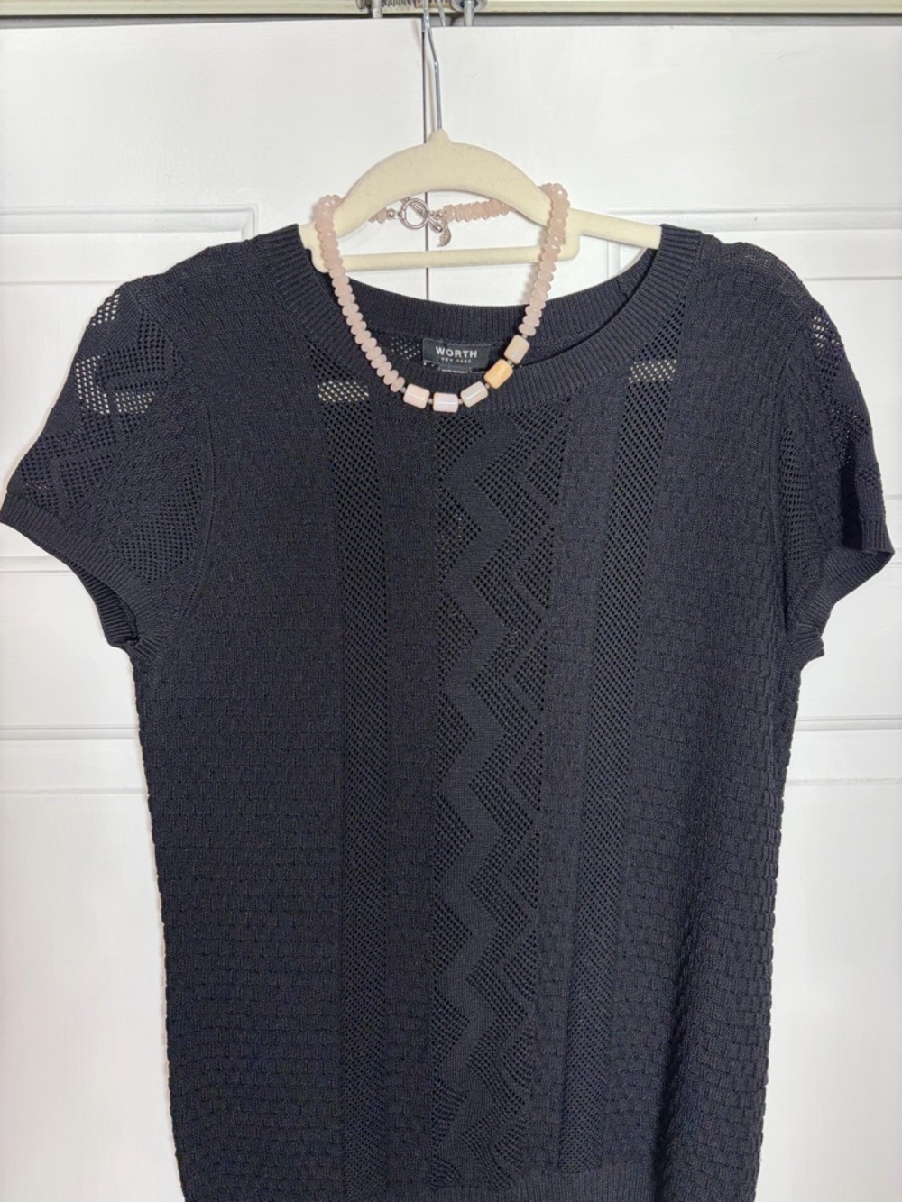 Worth Black Short Sleeve Knit Top, M